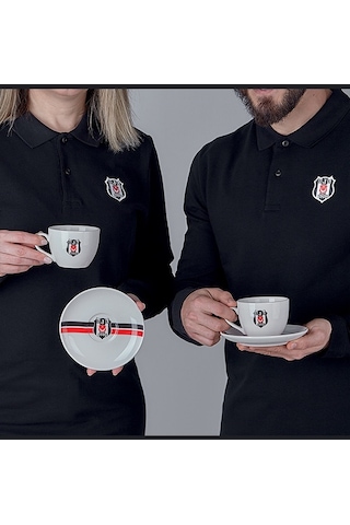 Neva N3427 Beşiktaş Lisanslı Çizgili 2 Li Çay Fincan Takımı