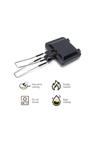 Sandviç Makinesi, Waffle'lı Alüminyum Alaşımlı Kahvaltı Pişirme Tepsisi Siyah