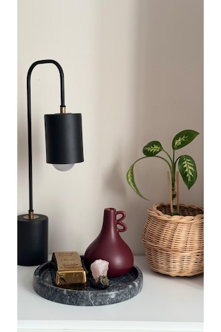 Bollos Dark - Siyah Mermer Yuvarlak Tepsi / Sunumluk