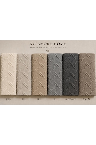 Sycamore Home Koltuk Örtüsü 175x215 Cm Çekyat Örtüsü, Kaymaz, Yıkanabilir, Lüks Kumaş Şönil Jakarlı Taş