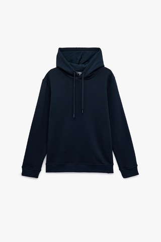 Koton Erkek Şardonlu Basic Kapşonlu Sweatshirt Lacivert