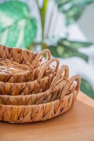 Wicker 4 Parça Hasır Oval Sepet Hasır