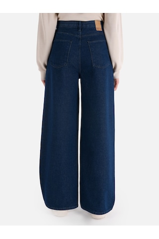 Colins 985 Lori Normal Kesim Yüksek Bel Geniş Paça Mavi Kadın Pantolon 001