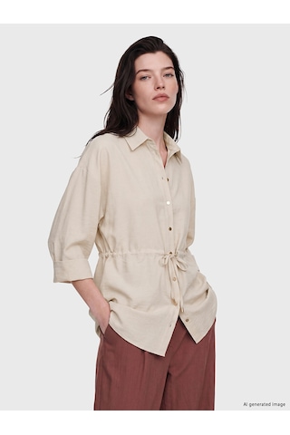 Lcw Comfort Bej Büzgülü Kadın Gömlek