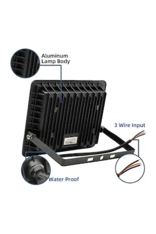 220 Volt-100 W 6500k Ip66 150 Işık Açısı Siyah Slim Kasa Beyaz Led Projektör Ürün %100 Yerli Türk Malı 100