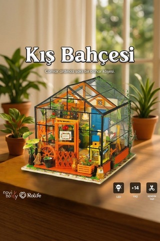 Minyatür Kış Bahçesi 3d Puzzle Ahşap Minyatür Maket Kiti Dıy Kendin Yap