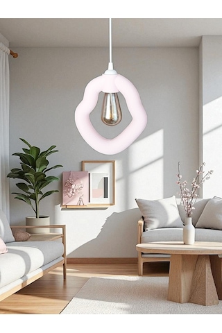 Bohem Beton Görünümlü Modern Minimalist Avize Ayarlı E27 Duy Salon Mutfak Yatak Odası Ofis Kafe Pastel Pembe