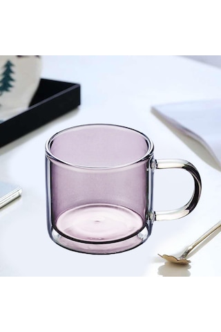 Homyl 250 Ml Cam Bardak Şampanya İçme Bardağı Yuvarlak Pembe Pembe