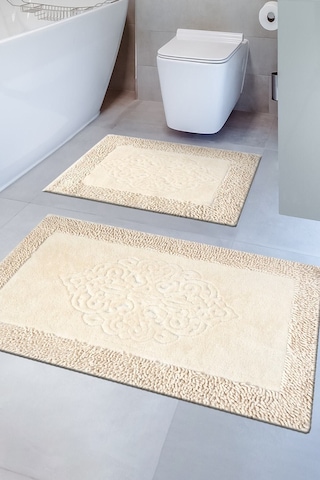 Tiffany 2'li Pamuklu Klozet Takımı, Vizon Banyo Paspas Seti Renkli