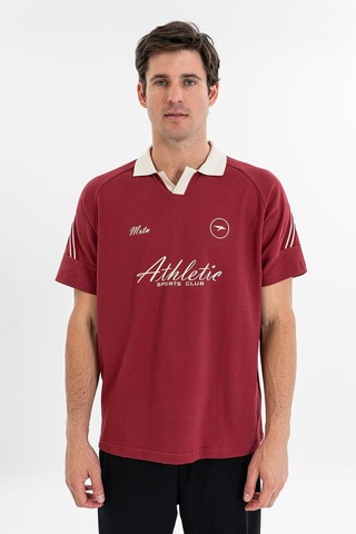 Maraton Relax Erkek Apaç Yaka Bordo T-shirt Bordo