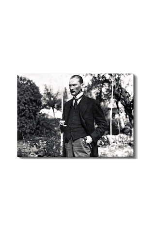 Kanvas Tablo Atatürk Bahçede Bastonlu Duruş Atatürk Tablosu Ev Ofis Duvar Dekoru 1