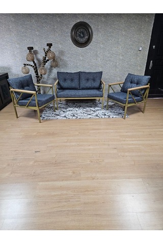Gold Boyalı Bahçe - Balkon - Mutfak Çay Seti Takımı Bahçe Koltuk 001