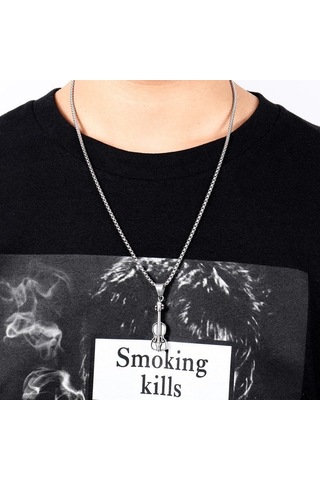 Herşey Nota Yüksek Kalite Çelik Titanyum Keman Kolye Çelik