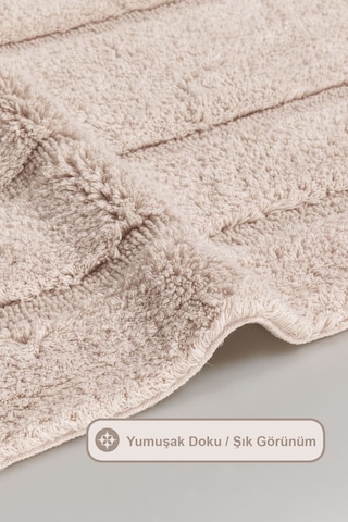 Elart Solid Banyo Halısı Paspas Takımı Pamuklu 2 Adet 60x100 Cm Bej Bej