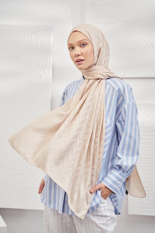 Armanda Jakarlı Şal - Zigzag Desenli - Bej - Bej