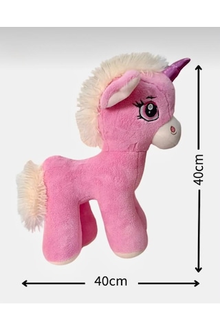 Boynuzlu Pembe At Pony Unicorn 40 Cm Sevimli Konforlu: Peluş Uyku Yastığı Ve Sarılma Arkadaşı Dekoratif Oyuncak