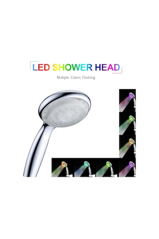Xindoker Led Işıklı El Tutulu Duş Başlığı - Su Akışı İle Çalışır, Renkli Işılar Ve Sıcaklık Algılama Özelliği Gümüş