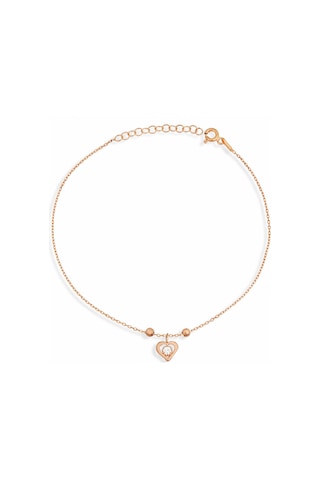 Argentum Concept Zirkon Taşlı 925 Ayar Gümüş Toplu Kalp Halhal - H000601 Pembe