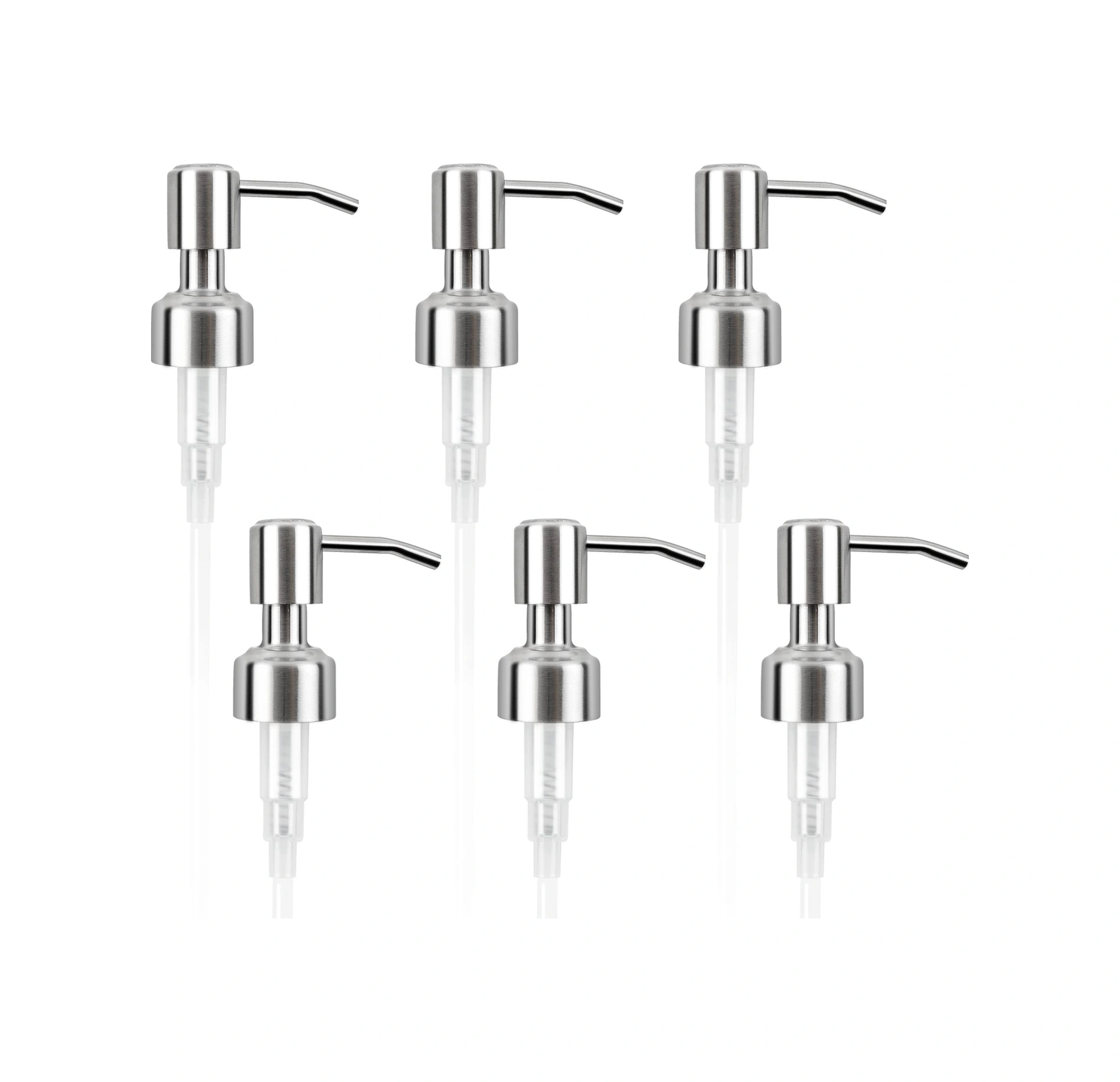 Yuntech01 6 Adet 304 Paslanmaz Çelik Sabun Dağıtıcı Pompası - 28/400 Standart Ağızlı Şişeler İçin - 7 İnçli 6 Adet Pipetli - Mutfak Ve Banyo Kullanıma Uygun Gümüş