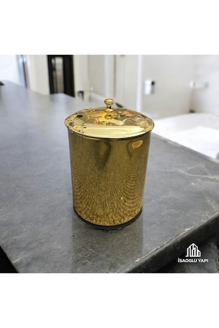 İsaoğlu Yapı Gold Çöp Kovası Vintage Tasarım Gold Premium Banyo Mutfak Kova Gold Altın