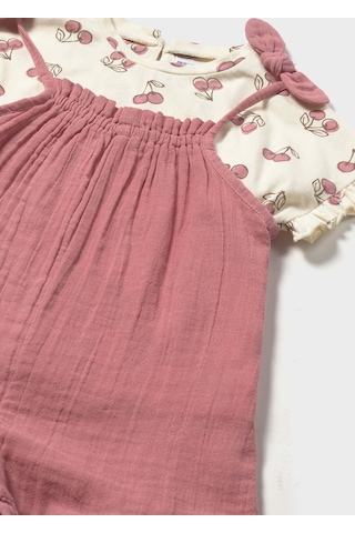 Mayoral Kız Bebek Şort Salopet Set Pembe