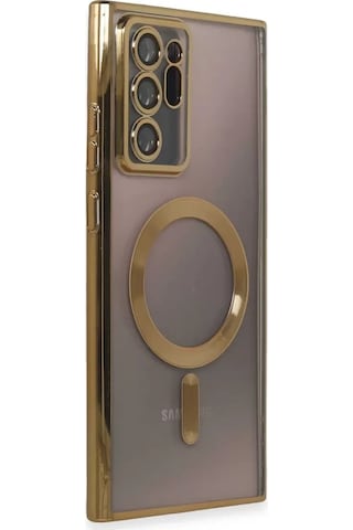 Mey İthalat Samsung Galaxy Uyumlu  Note 20 Ultra Kılıf Kross Magneticsafe Kapak - Gold Çok Renkli