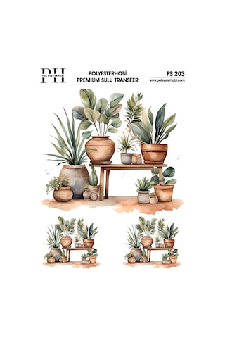 Polyesterhobi Premium Sulu Transfer 25x35 Cm Yaprak Çiçek Desenli Ps 203