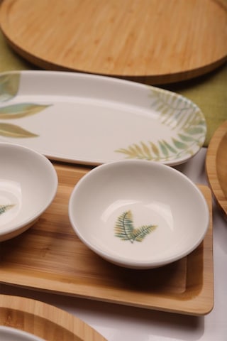 Atbyhome Sage 6 Kişilik 27 Parça Doğal Bambu Porselen Kahvaltı Takımı Kahvaltı Seti Sunum Seti Çok Renkli