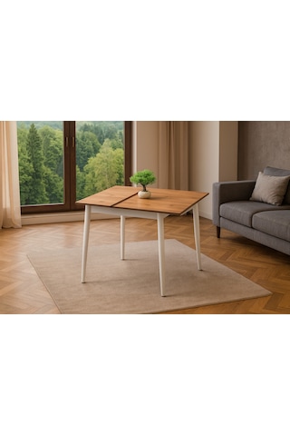 Yanlardan Açılır Büyüyen Yemek Masası Meşe-beyaz 65x100cm