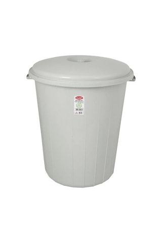 Planet Kapaklı Herkül Boy Gri Çöp Kovası 70 L Gri