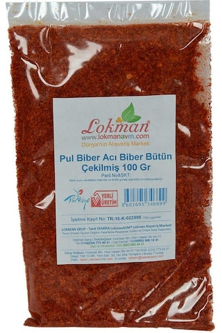 Pul Biber Çok Acı Biber Zehir Acı Bütün Biber Çekilmiş 100 Gr Paket - Elm-01-332135