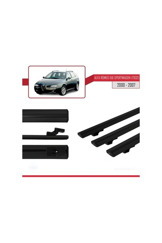 Alfa Romeo 156 Sportwagon T932 2000-2007 Arası İle Uyumlu Basic Model Ara Atkı Tavan Barı Siyah 3 Adet