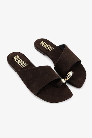 Valmenti Kadın Hakiki Deri Kahverengi Düz Terlik 1141 415 Bn Trlk Y26 Brown Suede