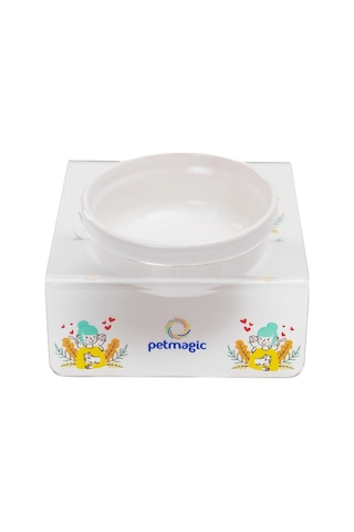 Petmagic Akrilik Beyaz Seramik Tekli Evcil Hayvan Kedi Ve Mini Irk Köpek Mama Kabı-kedili Kız