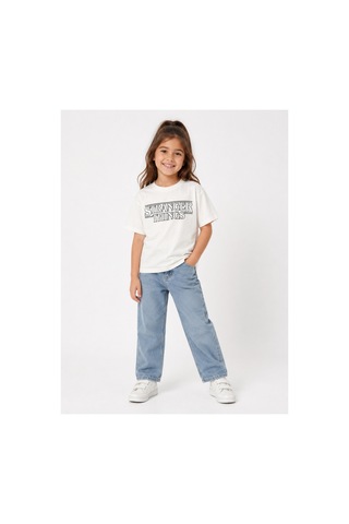 Uğur Bebe %100 Pamuk Stranger Things Baskılı Unisex Çocuk Tişört Ekru Kısa Kollu Bisiklet Yaka Yazlık Ekru Ekru