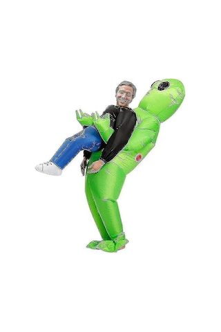 Diifoy Et Alien Kostümü Yeşil Uzaylı Şişme Kostüm Elbisesi, Hava Fanıyla Çalışan Yürüyen Kostüm Cadılar Bayramı Partisi Kıyafeti - Yongtao 12+