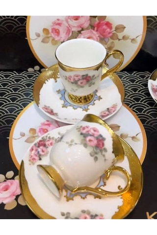 Rsy-206 6 Lı Ayaklı Kahve Fincan Tk. Roses Çok Renkli