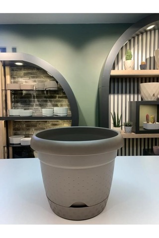 Omnipazar Krs-341 Dekoratif İnci Bitki Çiçek Saksı Takımı 1.1 Litre No 1 Bej