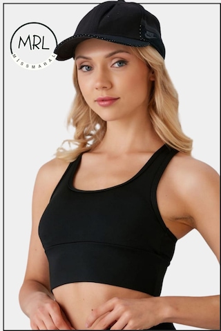 Kadın Siyah Sporcu Sütyeni Pedli Likralı Destekleyici Su Sporları Koşu Fitness Dans Sports Bra Siyah