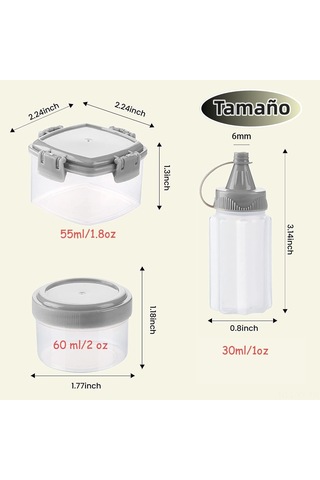 Shineyee 12'li Mini Plastik Sıvı Tatlandırıcı Şişeler Seti - 1 Oz Tuz-biber Kutusu İle Salata Sos, Ketçap, Bal Saklama Kabı Gri Gri