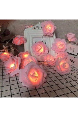 Yaozixa Pembe Gül Desenli Led Işık Zinciri, 3m Uzunlukta, 20 Ampul, Yumuşak Işık, Ev Dekorasyonu, Romantik Ortam Oluşturucu, İç Mekan Kullanıma Uygun
