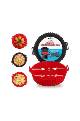 İndecor Houseware Airfryer Silikon Pişirme Kalıbı Hava Fritözü Kalıbı Air Fryer Aksesuar Pişirme Kağıdı Kırmızı Diğer