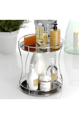 Teknotel 2 Katlı Kozmetik Takı Aksesuar Standı Krom Eg213