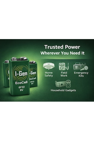 I-gen 6f22 Ecocell 9v Pil 9 Volt Kare Pil 10'lu Paket