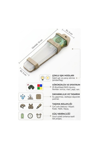 Single Sword Tactical Signal Light Kask Ve Boyun Asmalı Pilli Taktik Sinyal Lambası 12 Cm Mavi