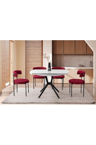 Talin Masa, Rolls Metal Sandalye, Beyaz, 120x70 Beyaz