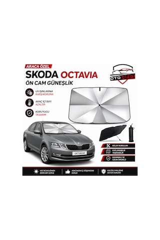 Skoda Octavia Şemsiye Tip Ön Cam Güneşliği Katlanabilir Uv Korumalı Araç Cam Güneşlik