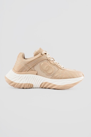Mubiano Kadın Sneaker Kalın Tabanlı Bağcıklı Spor Ayakkabı Ravix Bej Bej