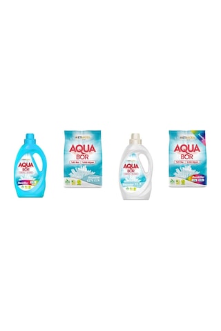 Aquabor Doğal Mineralli Sıvı Renkliler + 4 Kg Beyaz + Sıvı Beyaz + 4 Kg Renkliler 4 Lü Set 0.75 LT - 2.5 LT - 12 KG 82563387