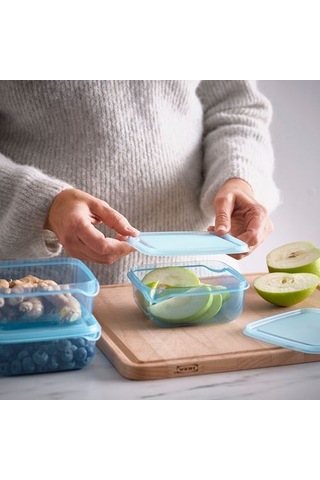 Ikea Pruta Plastik Saklama Kabı Seti, Mavi, 0,6 Lt, 3 Parça